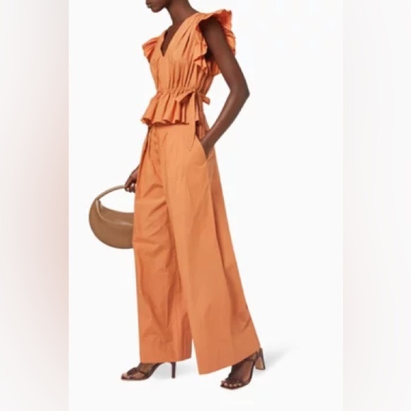 ULLA JOHNSON Iyla Ruffle Poplin Peplum Top &
Zada Pants (SD2) - Picture 1 of 12